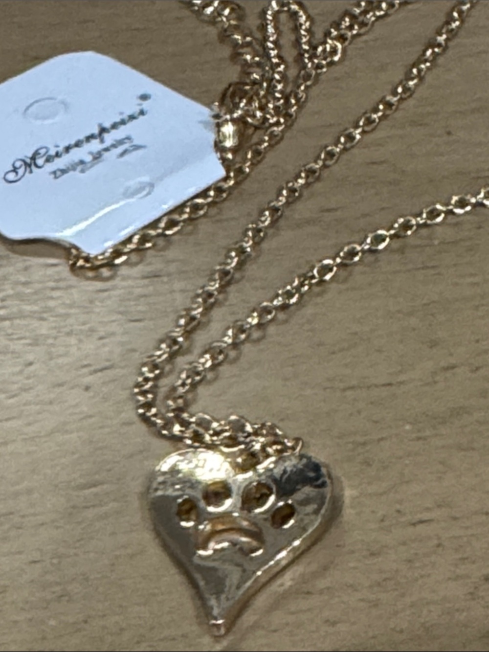 Gold Heart Paw Print Pendant Necklace - Women Jewelry